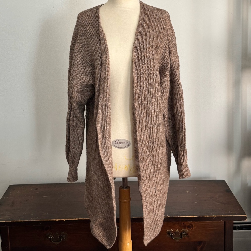 Forever 21 Taupe Open-Front Knit Cardigan